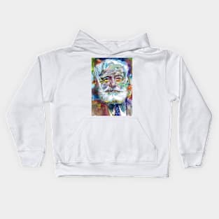 ERNEST HEMINGWAY watercolor portrait .2 Kids Hoodie